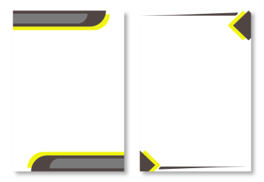 Beyaz arka planda gri ve sarı geometrik tasarımlı temiz sayfa şablonları olan iki soyut antetli tasarım. Modern ve göz alıcı tasarım elementleri. Modern antet tasarım şablonları