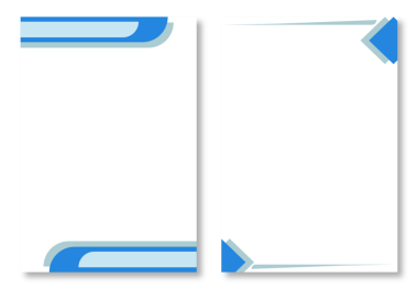 Temiz beyaz arkaplanda mavi geometrik köşe aksanlı basit sayfa şablonlarıyla iki soyut antetli tasarım. Modern ve göz alıcı tasarım elementleri. Modern antet tasarım şablonları