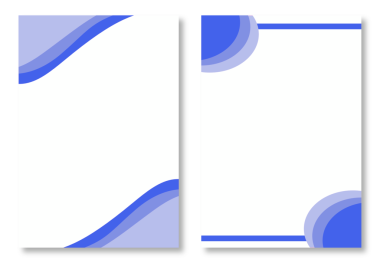 İki soyut antetli tasarım, dalgalı ve pürüzsüz mavi köşeli sayfa şablonları temiz beyaz arkaplan üzerinde. Modern ve çekici tasarım elementleri. Modern antet tasarım şablonları