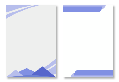İki soyut antetli tasarım, açık mavi ve koyu mavi soyut geometrik tasarımlar beyaz arka planda. Modern ve çekici tasarım elementleri. Modern antet tasarım şablonu