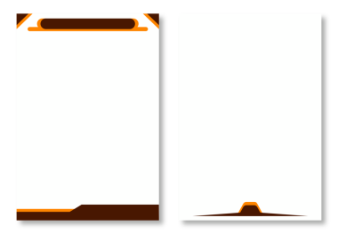 İki soyut mektup başlığı tasarımı, temiz beyaz arkaplan üzerinde kahverengi ve turuncu soyut geometrik elementler olan sayfa şablonları. Modern ve çekici tasarım elementleri. Modern antet tasarım şablonları