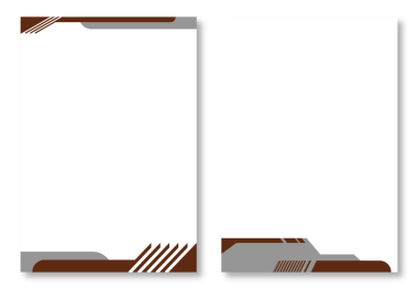İki soyut mektup başlığı tasarımı, temiz sayfa şablonları, soyut geometrik tasarımlar, kahverengi, gri ve köşegen çizgiler beyaz üzerine. Modern ve çekici tasarım elementleri. Modern antet tasarım şablonları