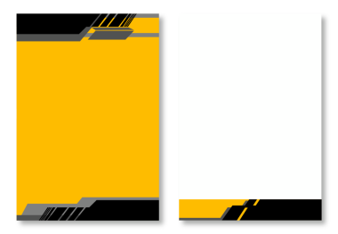 Sarı, siyah ve gri soyut geometrik tasarımlı modern sayfa şablonlarına sahip iki soyut başlık tasarımı. Sarı arka planı olan. Modern ve çekici tasarım elementleri. Modern antet tasarım şablonları