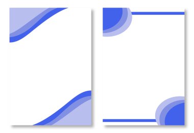 İki soyut antetli tasarım, dalgalı ve pürüzsüz mavi köşeli sayfa şablonları temiz beyaz arkaplan üzerinde. Modern ve çekici tasarım elementleri. Modern antet tasarım şablonları