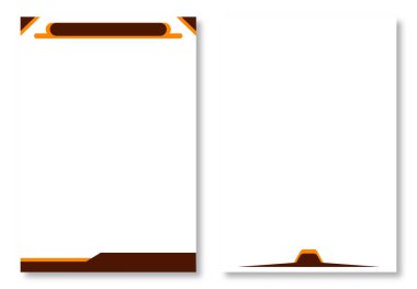 İki soyut mektup başlığı tasarımı, temiz beyaz arkaplan üzerinde kahverengi ve turuncu soyut geometrik elementler olan sayfa şablonları. Modern ve çekici tasarım elementleri. Modern antet tasarım şablonları