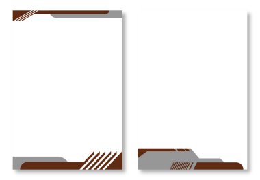 İki soyut mektup başlığı tasarımı, temiz sayfa şablonları, soyut geometrik tasarımlar, kahverengi, gri ve köşegen çizgiler beyaz üzerine. Modern ve çekici tasarım elementleri. Modern antet tasarım şablonları