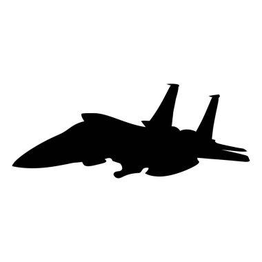 Pürüzsüz, siyah bir savaş uçağı silueti, temiz bir beyaz arka plana doğru süzülerek askeri ve havacılık temalı tasarımlar için ideal dramatik ve minimalist bir kompozisyon oluşturur..