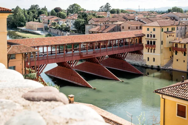 Bassano Del Grappa Italia Ponte Degli Alpini Puente Madera Cubierto — Foto de Stock