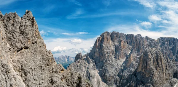 Dolomitas Itália Panorama Dos Picos Grupo Sassolungo Sassopiatto Selva Val — Fotografia de Stock