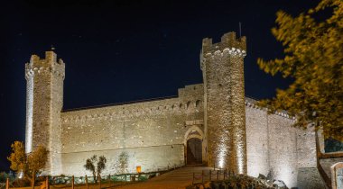Rocca di Montalcino Panoraması Tuscany, İtalya.