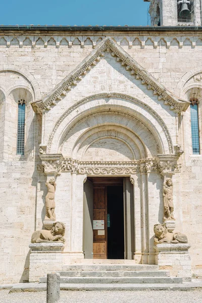 San Quirico Orcia Tuscany August 2023 Entrance Portal Pieve Dei — Stock Photo, Image