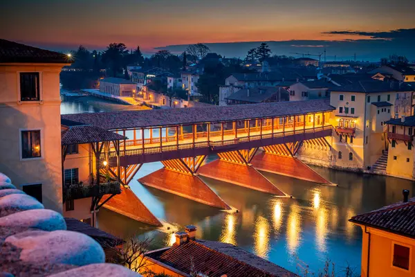 Bassano Del Grappa Italien Januar 2024 Blick Auf Die Ponte Stockbild
