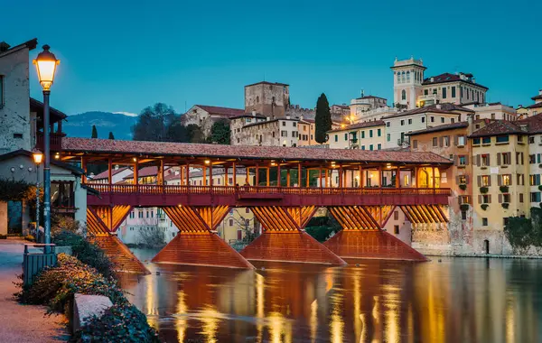 Bassano Del Grappa Italien Januar 2024 Blick Auf Die Ponte lizenzfreie Stockfotos