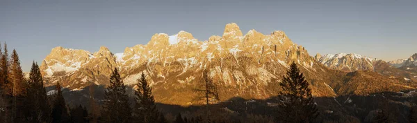 Dolomitas Italia Panorama Pale San Martino Última Hora Tarde Invierno Imagen de archivo