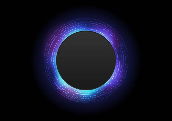 Siyah arkaplan üzerinde ışık efekti olan ışık çemberi ve boş boşluklu çerçeve. Vektör tasarımı.