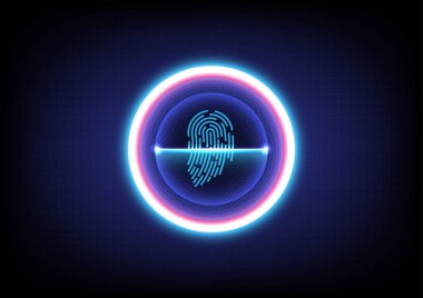 Güvenli erişim için parmak izi tarayıcı konsepti, arkaplan vektör tasarımı.