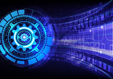 Fütürist dijital teknoloji ve mühendislik konsepti. Vektör tasarımı.