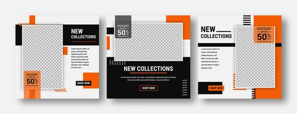 Set of editable banner template post for social media ads. Web banner ads for promotion. Design vector with photo collage.