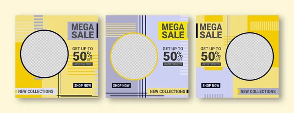 Set of editable banner template post for social media ads. Web banner ads for promotion. Design vector with photo collage.