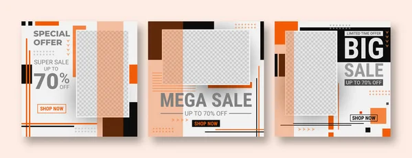 Set of editable banner template post for social media ads. Web banner ads for promotion. Design vector with photo collage.