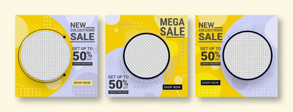 Set of editable banner template post for social media ads. Web banner ads for promotion. Design vector with photo collage.