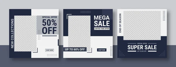 Set of editable banner template post for social media ads. Web banner ads for promotion. Design vector with photo collage.