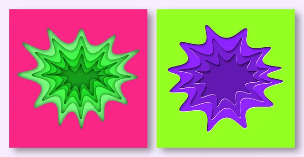 Kağıt kesme dalgaları soyut arkaplan. Kapak kitabı, el ilanları, posterler, sunumlar ve davetiyeler için kağıt sanatı vektör tasarımı. Karşıtlık renkleri.