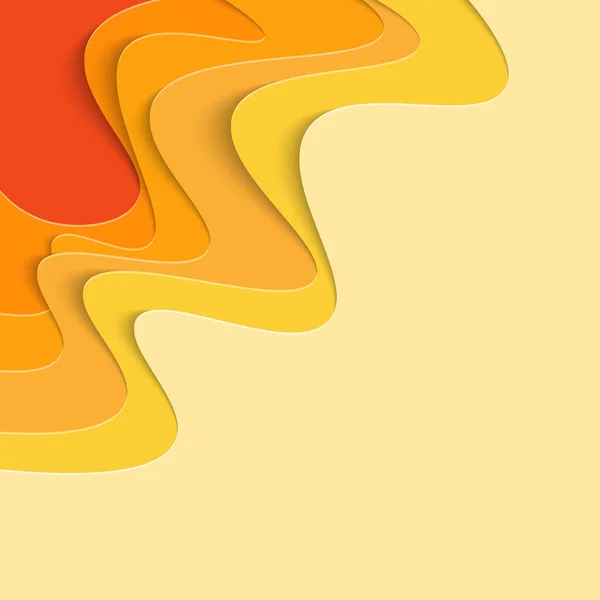 Kağıt kesme dalgaları soyut arkaplan. Kapak kitabı, el ilanları, posterler, sunumlar ve davetiyeler için kağıt sanatı vektör tasarımı. Karşıtlık renkleri.