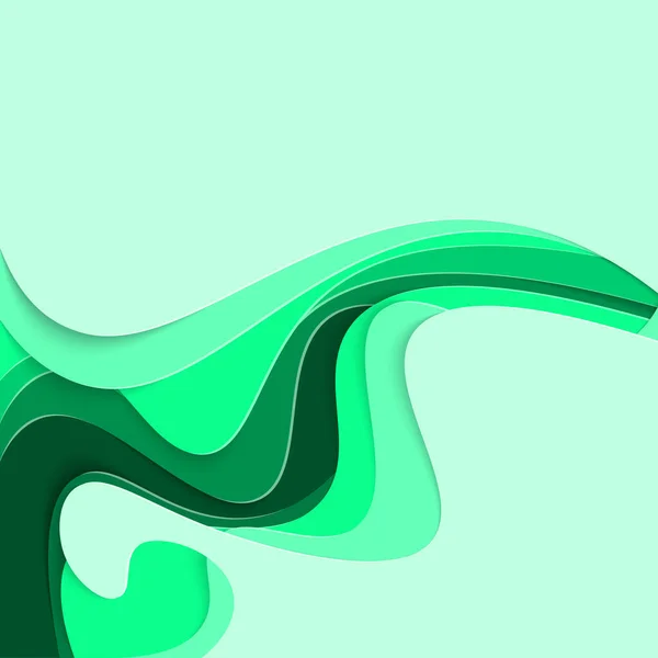 Kağıt kesme dalgaları soyut arkaplan. Kapak kitabı, el ilanları, posterler, sunumlar ve davetiyeler için kağıt sanatı vektör tasarımı. Karşıtlık renkleri.