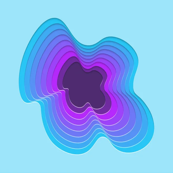 Kağıt kesme dalgaları soyut arkaplan. Kapak kitabı, el ilanları, posterler, sunumlar ve davetiyeler için kağıt sanatı vektör tasarımı. Karşıtlık renkleri.