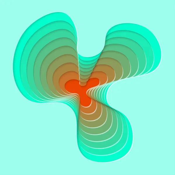 Kağıt kesme dalgaları soyut arkaplan. Kapak kitabı, el ilanları, posterler, sunumlar ve davetiyeler için kağıt sanatı vektör tasarımı. Karşıtlık renkleri.