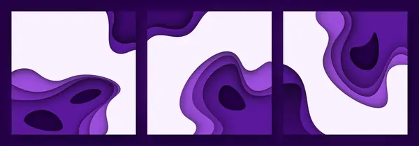 Kağıt kesme dalgaları soyut arkaplan. Kapak kitabı, el ilanları, posterler, sunumlar ve davetiyeler için kağıt sanatı vektör tasarımı. Karşıtlık renkleri.