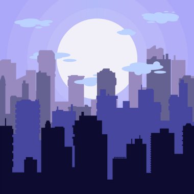 Cityscape at Night in Vector