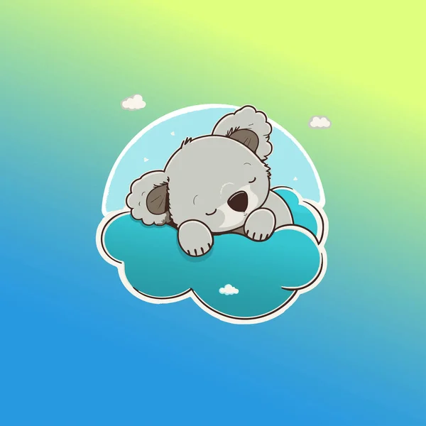 Koala Śpi Chmurze Cute Wektor Kreskówek Ilustracja — Wektor stockowy