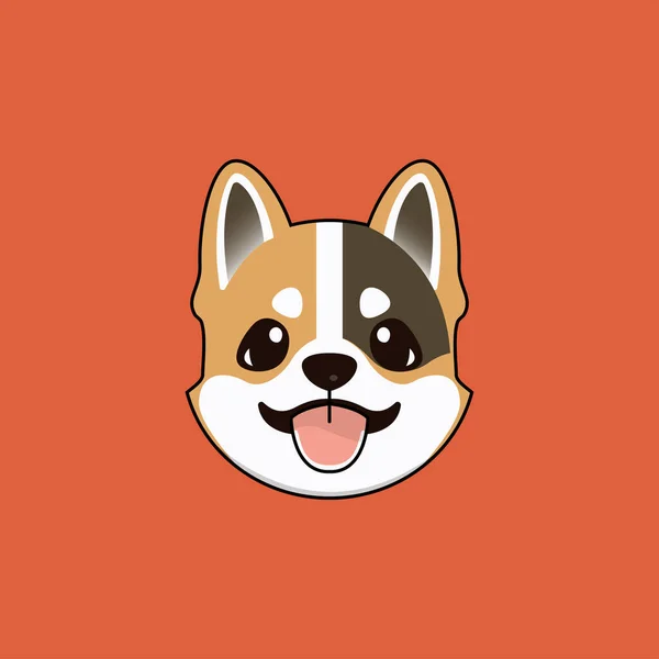 可爱的卡通狗脸在橙色背景 为您的设计提供矢量图解 — 图库矢量图片