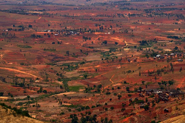 Madagascar Destroyed Landscape Area Fieds Villages Trees Forrst Red Madagascar — Stock Photo, Image