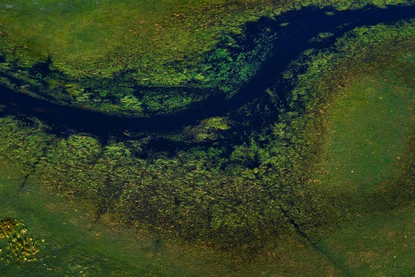 Africká Letecká Krajina Zelená Řeka Delta Okavango Botswaně Jezera Řeky — Stock fotografie