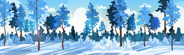 Panoramische Vector Illustratie Van Het Winterlandschap Met Snowpark Voor Poster — Stockvector