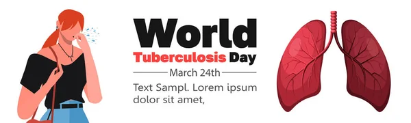 Journée Mondiale Tuberculose Mars Pneumonie Traitement Cancer Anatomie Médecine Soins — Image vectorielle