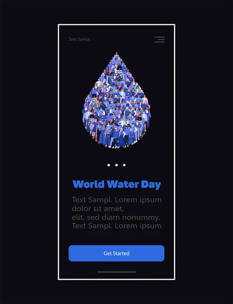Día Mundial Del Agua Marzo Ahorra Agua Gota Agua Azul — Archivo Imágenes Vectoriales