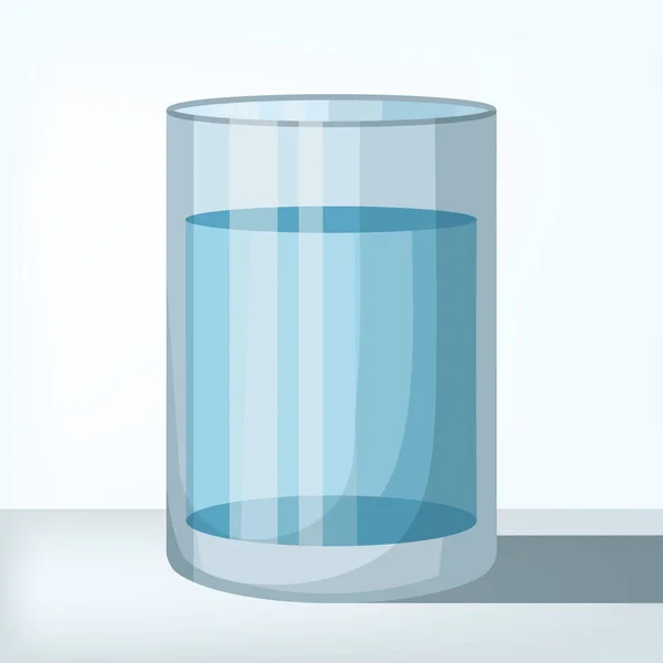 水のガラス ライトブルーの背景にフラットベクトルイラスト — ストックベクタ