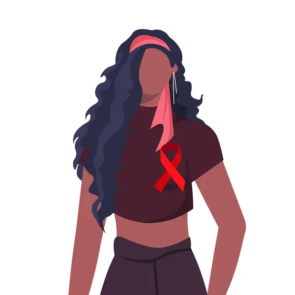 Всемирный День Гемофилии Портрет Молодой Афроамериканской Женщины Повседневной Одежде Красной Стоковая Иллюстрация