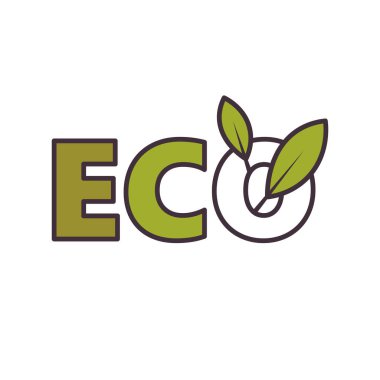 Yapraklı eko kelimesi. Doğa, sürdürülebilirlik ve çevresel arkadaşlığı temsil eder. Çevre koruma ve çevre koruma konuları için mükemmel. Yapay zeka olmayan vektör oluşturuldu