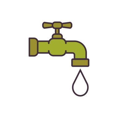 İçinden su damlası damlayan bir musluğun ikonu, suyun korunmasının önemini ve doğal kaynakların sorumlu kullanımını sembolize ediyor. Su kaynaklarının kirliliğini durdurmalı ve onları korumalıyız. Yapay zeka olmayan vektör oluşturuldu