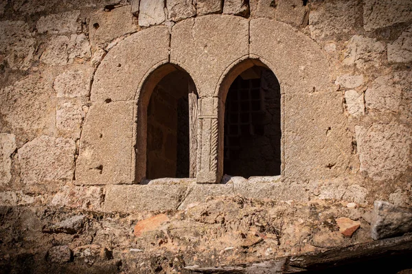Stone windows of the castle of Santiago de la Torre, medieval fortress