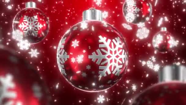 Animované Pozadí Vánoční Ozdoby Padající Sněhové Vločky Krásná Backdrop Pro — Stock video