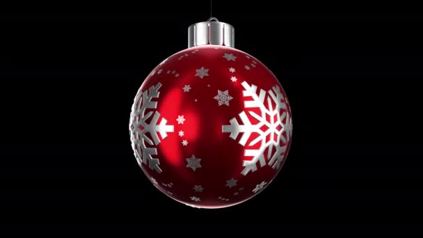 Rode Kerst Ornament Met Sneeuwvlok Patronen Draaien Kerstbal Met Naadloze — Stockvideo