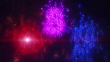 Havai fişek sayıları ve metinlerle yeni yıla geri sayım. Havai fişek patlamaları 10 'dan 0' a kadar geri sayım ve Mutlu Yıllar Mesajı yaratıyor. Yeni Yıl Gecesi Geri Sayımı İçin Video.