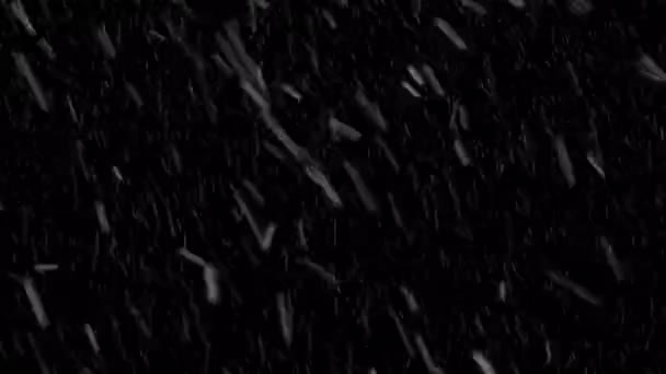 Snow Storm Black Background Realistic Looking Blizzard Seamless Loop Able — Vídeo de Stock