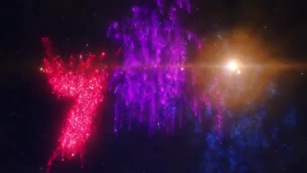 Odpočítávání Roku 2024 Nový Rok Čísly Fireworks Textem Výbuchy Ohňostroje — Stock video